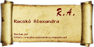 Racskó Alexandra névjegykártya